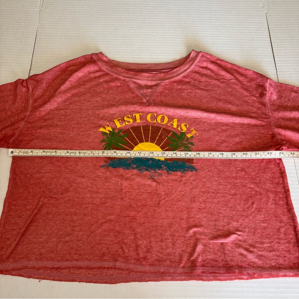 Fifth Sun Coral Long Sleeve Shirt with West Coast Graphic and sports striped - Picture 6 of 6